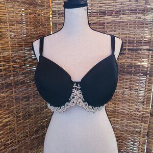 WACOAL "EMBRACE LACE" 853191 CONTOUR UNDERWIRE BRA Black White 36G